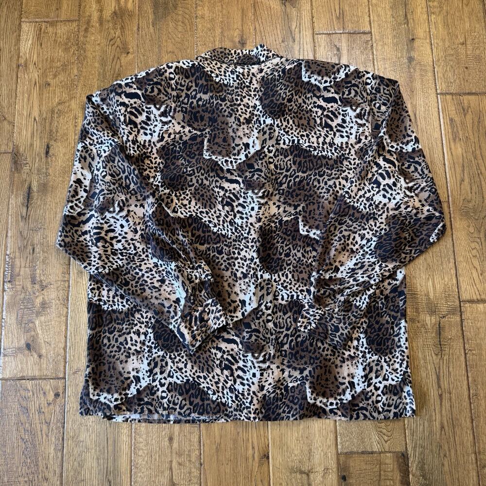 Vintage FU DA Fine Silk Button Front Shirt Womens XL Leopard Print Old Money - Picture 5 of 5